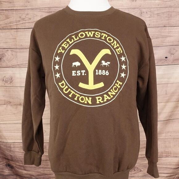 Yellowstone Dutton Ranch Sweatshirt Mens XL Brown Crewneck Western TV Show 1886 - Picture 2 of 7